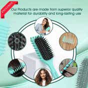Majestique Curly Detangler Flat Hair Brush for Women - Green