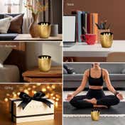 Seva Home Heirloom Classic Bloom Gold Candle (2 Pcs)