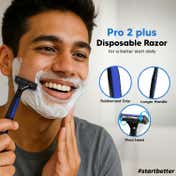 LetsShave Pro 2 Plus Disposable Razor Set - Blue (10Pcs)
