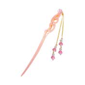 Majestique Elegant Chinese Style Hair Stick for Bun & Juda with Dangling Beads - Pink