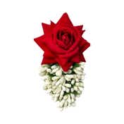 Majestique Red Rose and White Buds Hair Clip with Alligator Clip - Red