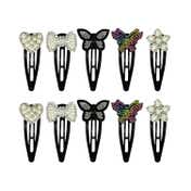 Majestique Pearl Stone Embellished Hair Tic Tac Clips in Mixed Designs (10 pcs)