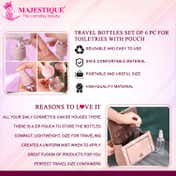 Majestique Travel Bottle Kit for Toiletries with Pouch (6 pcs)