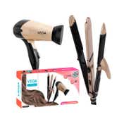 Vega Hair Dryer and Straightener Combo 3 in 1 Hair Styler & Blooming Air+ Dryer for Women (VGGP-10)