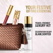 Lakme Bejewel Festive Trio  Liquid Lip - Nude Sparkle Eye Tint - Quartz and Setting Spray (4 pcs)