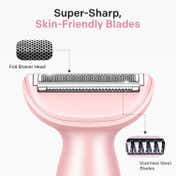 VGR 4-in-1 Lady Shaver Set with Body Trimmer Facial Shaver Eyebrow & Nose/Ear Trimmer V-761 - Pink