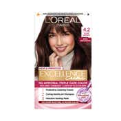 LOreal Paris New Excellence Creme Hair Color With Hyaluronic Acid, 4.2 Plum Brown, (100gm + 72ml)