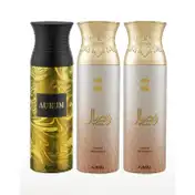 AJMAL Aurum & Wisal Deo & Wisal Deodorant Spray for Women - Pack of 3 (200ml Each)