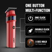 VGR ROSSO Beard & Hair Trimmer for Men with 3 Guide Combs 400Min Runtime 2-Year Warranty - Red