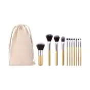 Bronson Professional Super Soft Bristles HD Finish Bamboo Makeup Brush Set with Pouch (11 pcs)