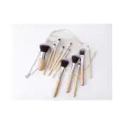 Bronson Professional Super Soft Bristles HD Finish Bamboo Makeup Brush Set with Pouch (11 pcs)