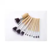 Bronson Professional Super Soft Bristles HD Finish Bamboo Makeup Brush Set with Pouch (11 pcs)