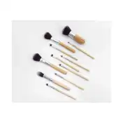 Bronson Professional Super Soft Bristles HD Finish Bamboo Makeup Brush Set with Pouch (11 pcs)