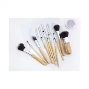 Bronson Professional Super Soft Bristles HD Finish Bamboo Makeup Brush Set with Pouch (11 pcs)
