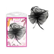 Majestique Elegant Fascinator Hat with Mesh Veil and Feather - Black