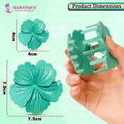 Majestique Flower Hair Clutcher Clips with Glitter Detailing - Turquoise (3 pcs)