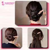 Majestique Elegant Chinese Style Hair Stick for Bun & Juda with Dangling Beads - Pink