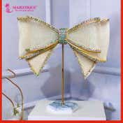 Majestique Glitter Crystal Finish Hair Bow Clip - Golden