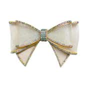 Majestique Glitter Crystal Finish Hair Bow Clip - Golden