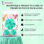 Majestique Flower Hair Clutcher Clips with Glitter Detailing - Turquoise (3 pcs)