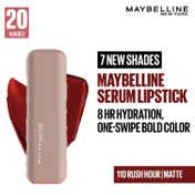 Maybelline New York Serum Lipstick Satin 1-Swipe Lush Color 8HR Hydration - Rush Hour (3.4 g)