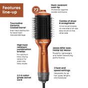 Alan Truman Blow Styling Brush-Blow Dryer Brush+Hair Straightener Hot Brush in One with Storage Case