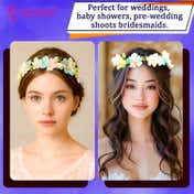 Majestique Multicolor Pastel Floral Hair Tiara Crown with Pearls