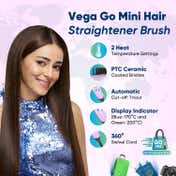 Vega Mini Hair Straightener Brush-Natural Straight in Few Min for Women 2 Heat Settings (VHSB-05)