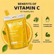Purna Gummies Vitamin C Lemon Gummies with Vitamin D3 and Zinc for Immunity & Clear Skin (30 pcs)