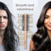 Vega Wooden Round Hair Brush for Women & Men, Professional Blow Dry, Wooden Barrel (R31-RB) - Beige