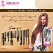 Majestique Professional Hair Styling Comb Set (10 pcs)