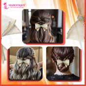 Majestique Glitter Crystal Finish Hair Bow Clip - Golden