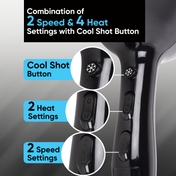 VEGA Pro Touch 2000W with Cool Shot Button 2 Heat/2 Speed Settings & 2 Nozzles (VHDP-02)