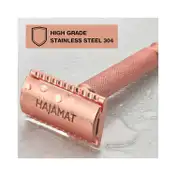 Hajamat Scythe Double Edge Safety Razor, Stainless Steel 304, Rose Gold Finish