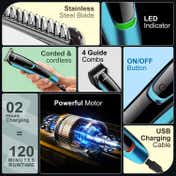 VGR V-183 Hair & Beard Trimmer for Men 120-Min Runtime 5 Length Settings LED Display