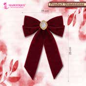 Majestique Velvet Hair Bow with Antique Brooch - Wine Red