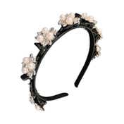 Majestique Stylish Braided Double Layer Twist Plait Plastic Headband with Elegant Flower