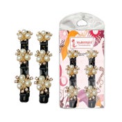 Majestique Stylish Pearl Braid Duckbill Clips Styling Hair Pins Crystal Stone (2 pcs)