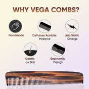Vega Handcrafted Graduated Dressing Comb Made with Cellulose Acetate (HMC-32D)