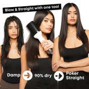 Alan Truman Blow Styling Brush-Blow Dryer Brush+Hair Straightener Hot Brush in One with Storage Case
