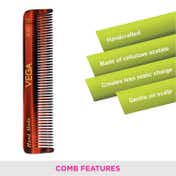 Vega Handmade Pocket Hair Comb with Tortoise Shell Pattern for Men and Women (HMC-11) (19 g)