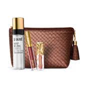 Lakme Bejewel Festive Trio  Liquid Lip - Nude Sparkle Eye Tint - Quartz and Setting Spray (4 pcs)