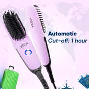 Vega Mini Hair Straightener Brush-Natural Straight in Few Min for Women 2 Heat Settings (VHSB-05)