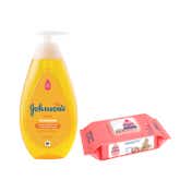 Johnson's Baby Baby Shampoo (500ml) & Baby Skincare Wipes Combo