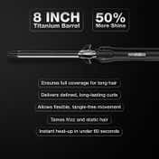 Ikonic Professional Curling Tong CT-16- 2.0, Advance Titanium Barrel, Reduces Frizz and Static 1's