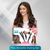 Vega Miss Versatile Styling Set Straightener, Curler & Dryer Gift Combo for Women Black (VHSS-03)