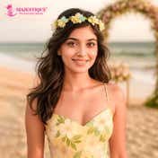 Majestique Multicolor Pastel Floral Hair Tiara Crown with Pearls