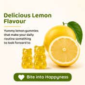 Purna Gummies Vitamin C Lemon Gummies with Vitamin D3 and Zinc for Immunity & Clear Skin (30 pcs)