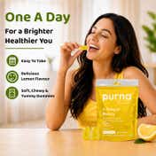 Purna Gummies Vitamin C Lemon Gummies with Vitamin D3 and Zinc for Immunity & Clear Skin (30 pcs)