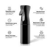 Bronson Professional Hair Spray Bottle Refillable Continuous Ultra Fine Water Mist - Black (150ml)